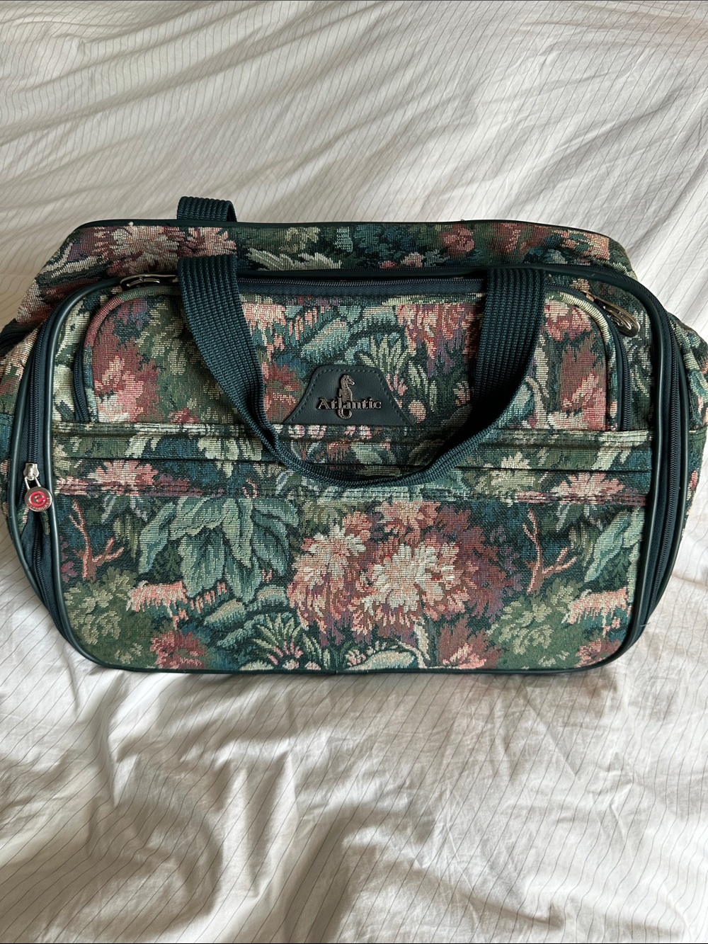 Vintage Atlantic - Green Floral Toile Travel Duffel Bag